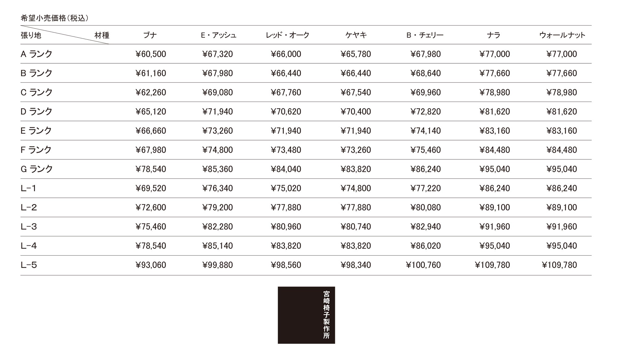 宮崎椅子リベロチェア価格表