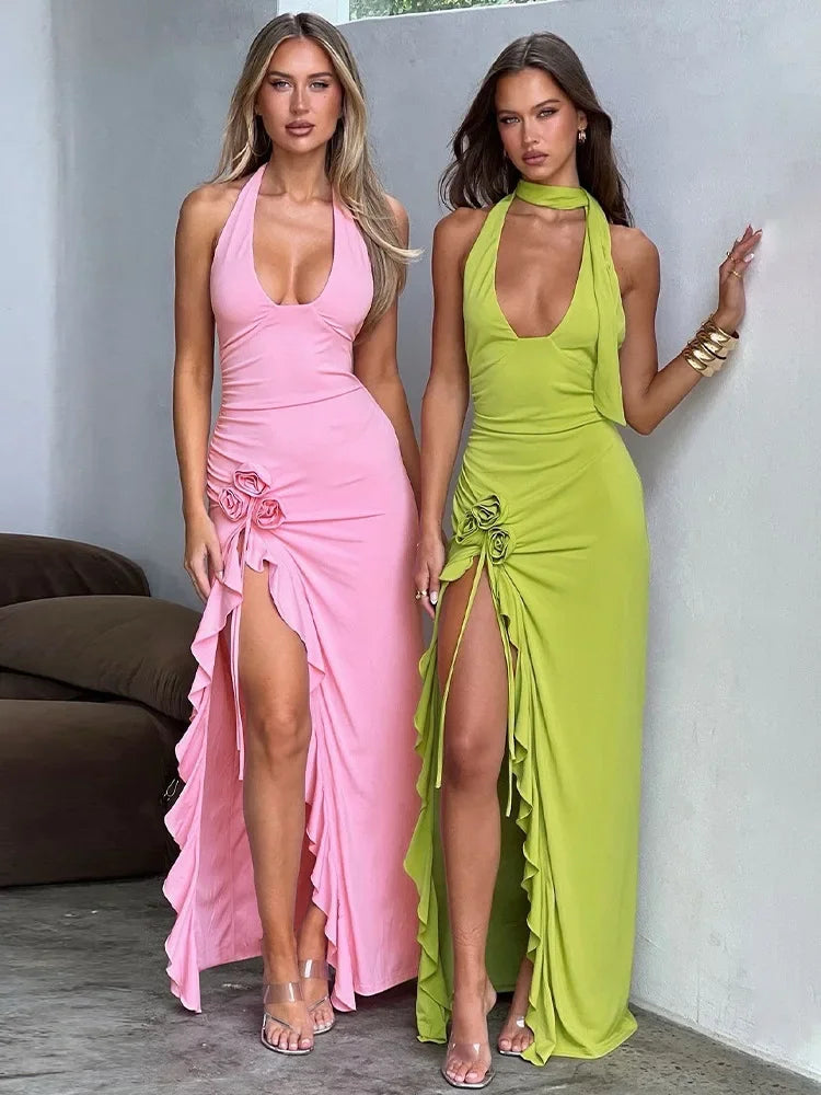 3D Floral Maxi Dress: Sleeveless Bodycon Party Dress for Women