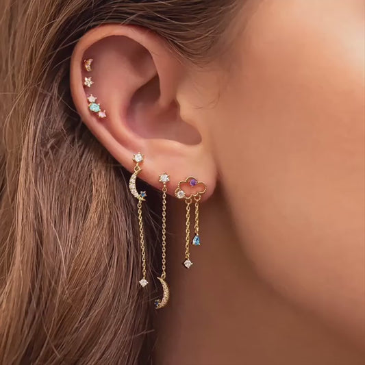 Pink Celestial and Flower Ear Stack Set (6 Pieces) – Wanttey