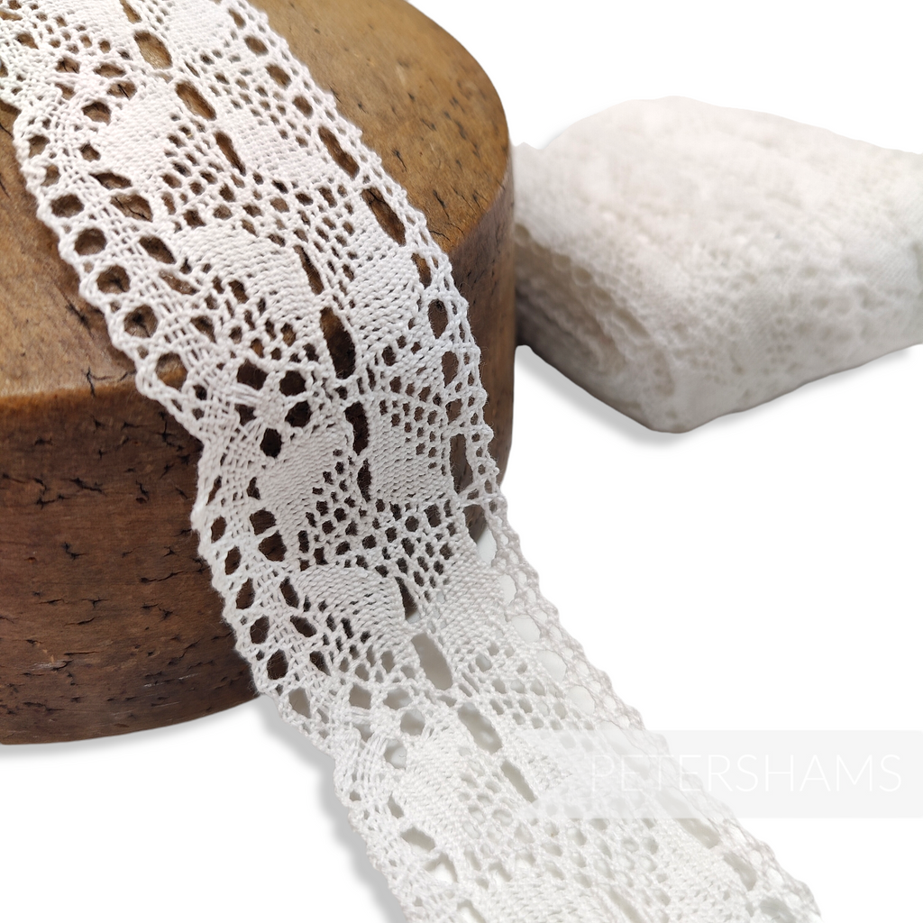 15mm Pointed Edge Cotton Lace NEW! - White - Pack 2m - £1.10/55p per metre
