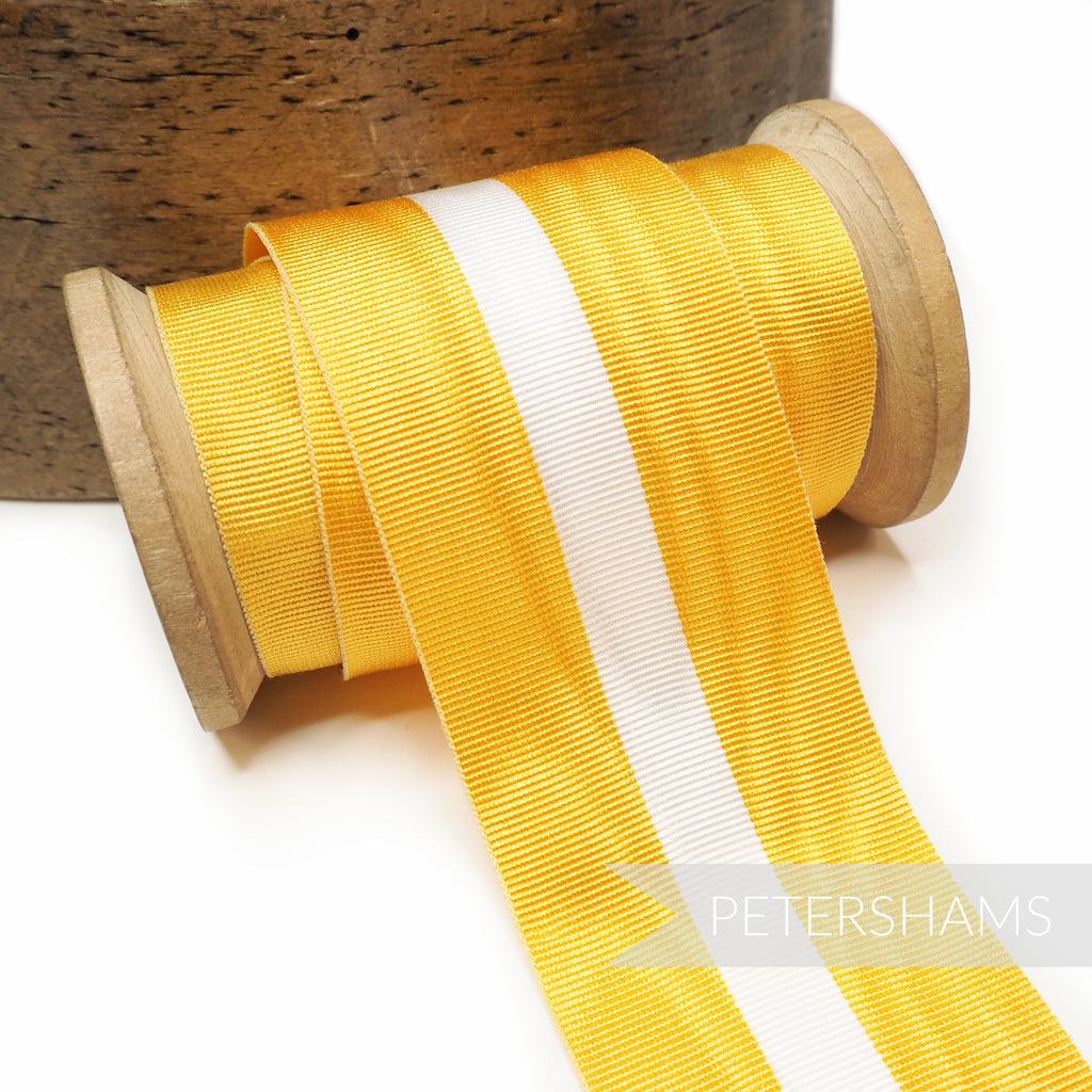 Yellow Recycled Polyester Petersham Grosgrain Ribbon - 15mm - Grosgrain -  Ribbons - Trims