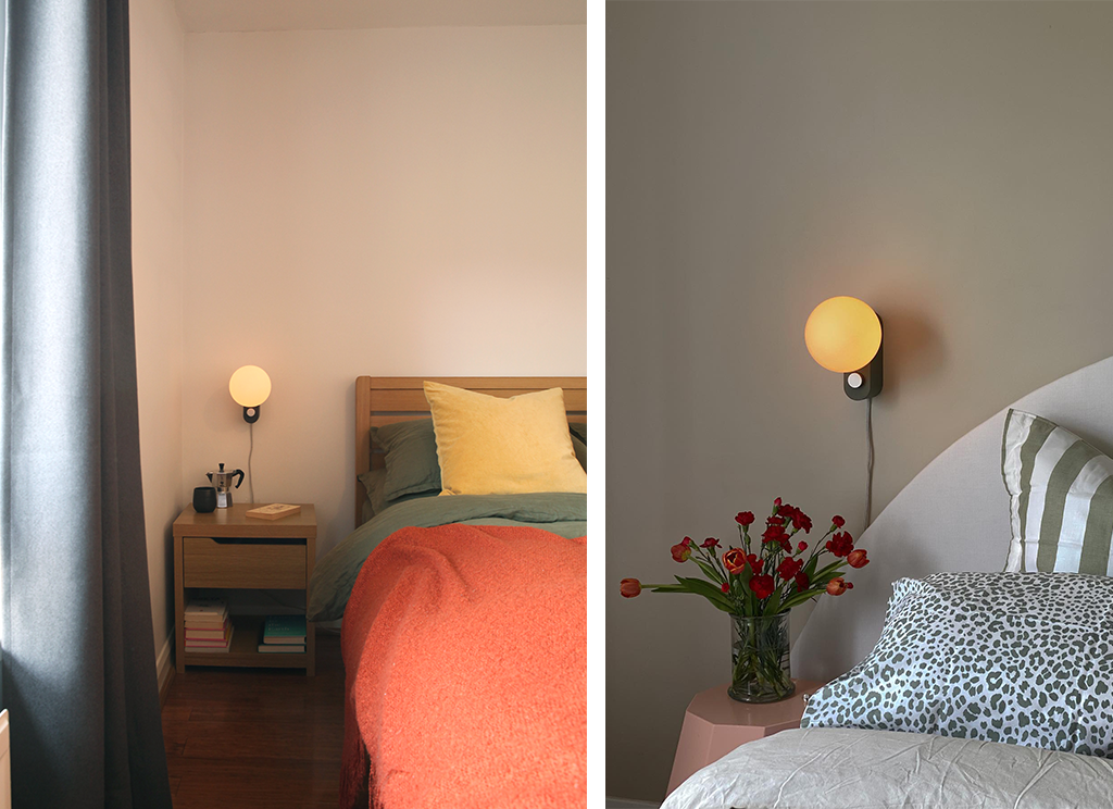Alumina wall light in bedroom