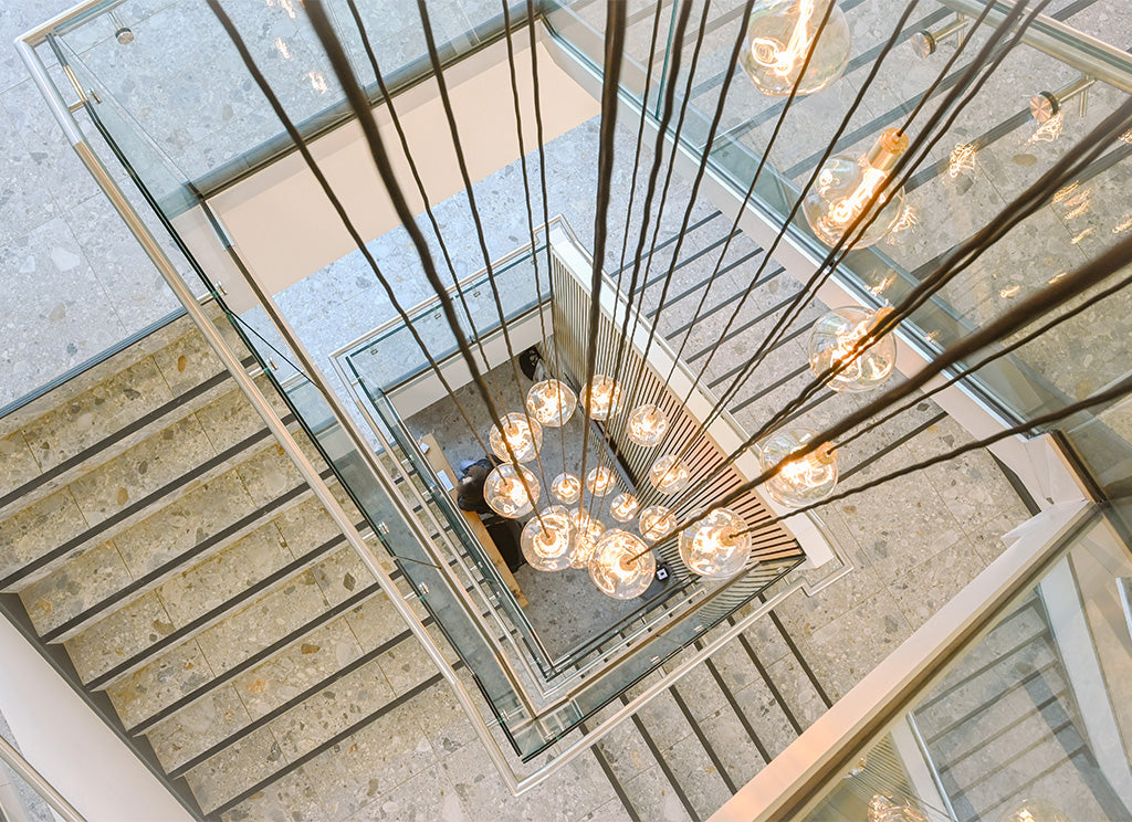 StoneX Stadium stairwell featuring Voronoi I ceiling light