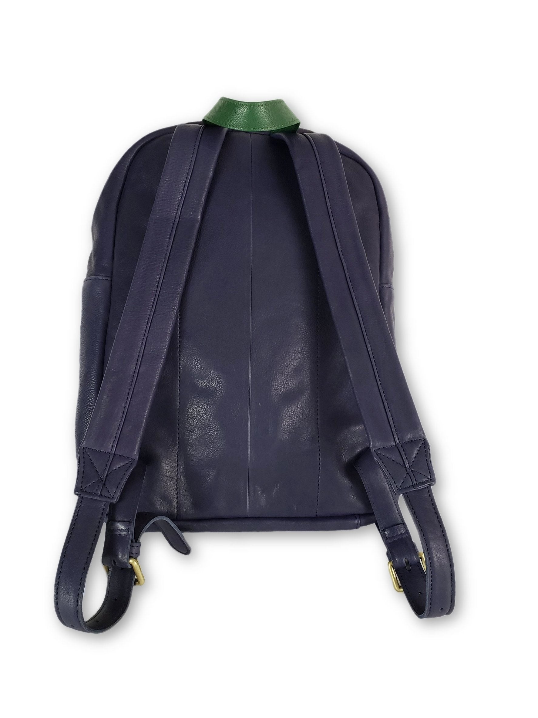 Purple Leather Striped Backpack