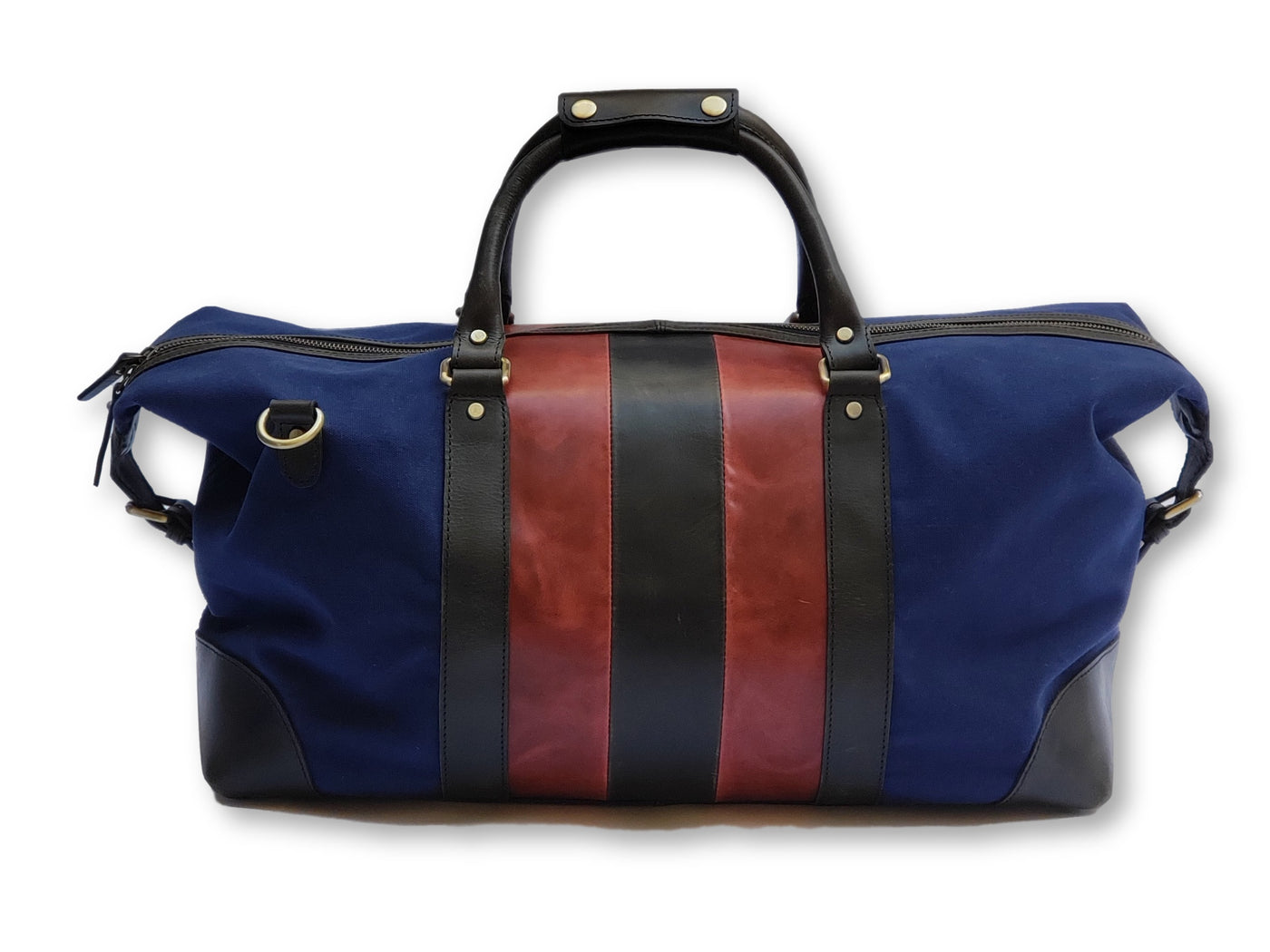 Red & Black Leather Striped Canvas Duffle Bag – FH Wadsworth