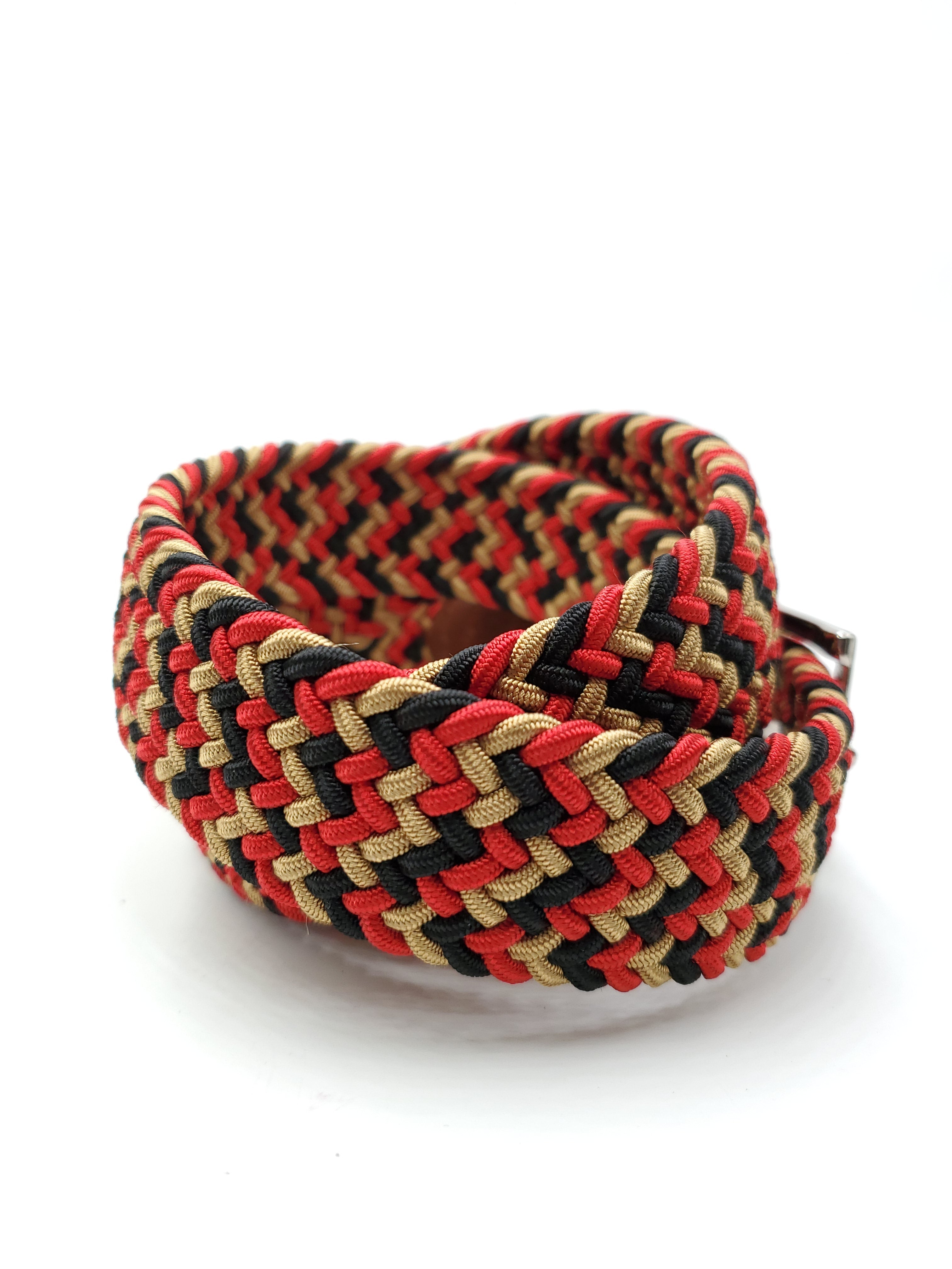 Red Black & Gold Interwoven Elastic Stretch Belt