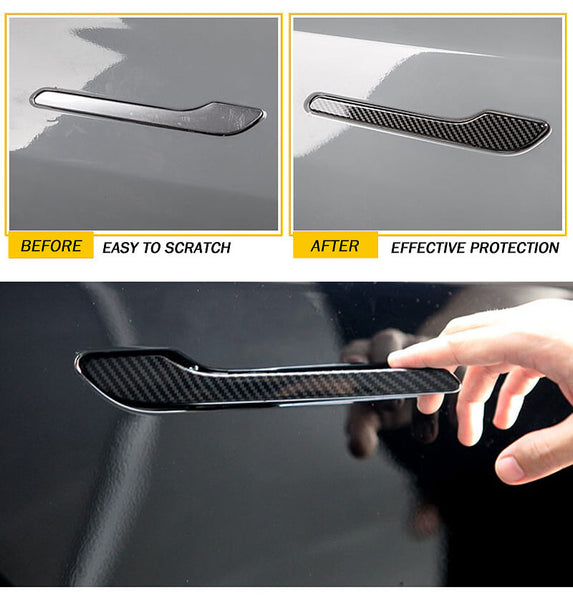 Real Carbon Fiber Door Handle Cover for Model 3/Y