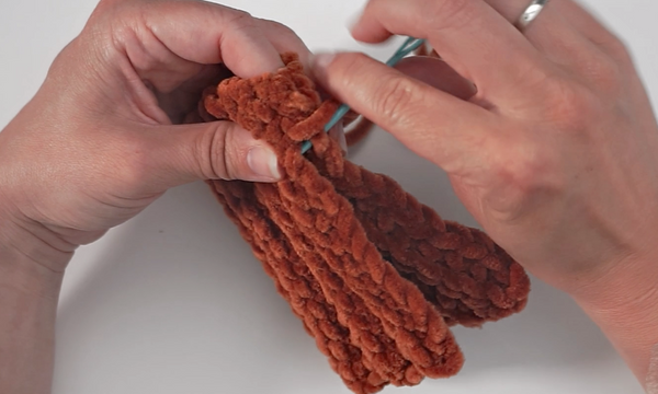Sew the crocheted piece together
