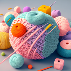 Fun 3d animated yarn ball made of different crochet stitches