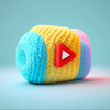 Animated youtube logo on a skein of yarn