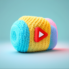 A crocheted Youtube logo