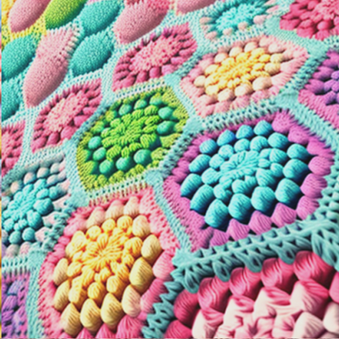 Complicated multicolored crochet pattern