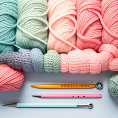 Many skeins of pastel colored yarn, animated 3D