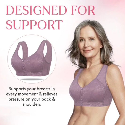 Rosette Bra Wireless Front Button Bras For Seniors Large Size Bra For –  Lismali