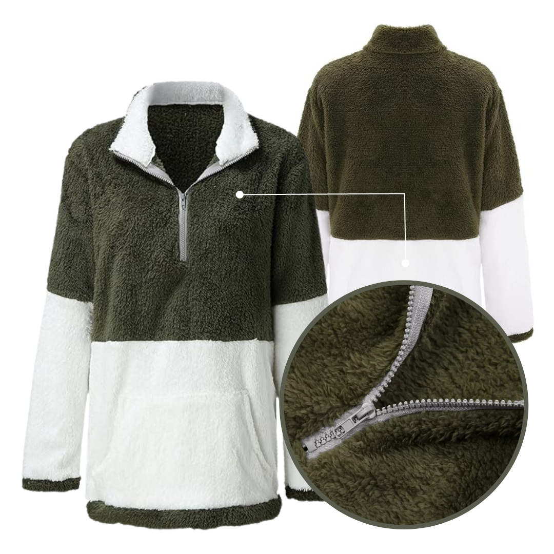 Lismali Half Zipper Fleece Sweatshirt with Pocket