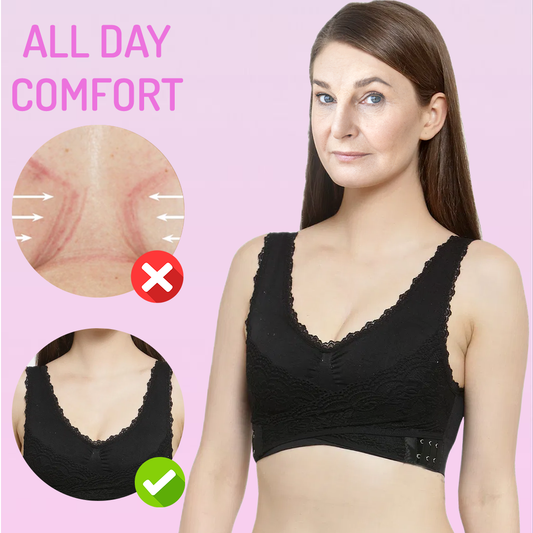 Daisy Bra for Elderly, Comfortable & Convenient Front Button Closure Bra,  Women's Wireless Everyday Bras. (7XL, Black)