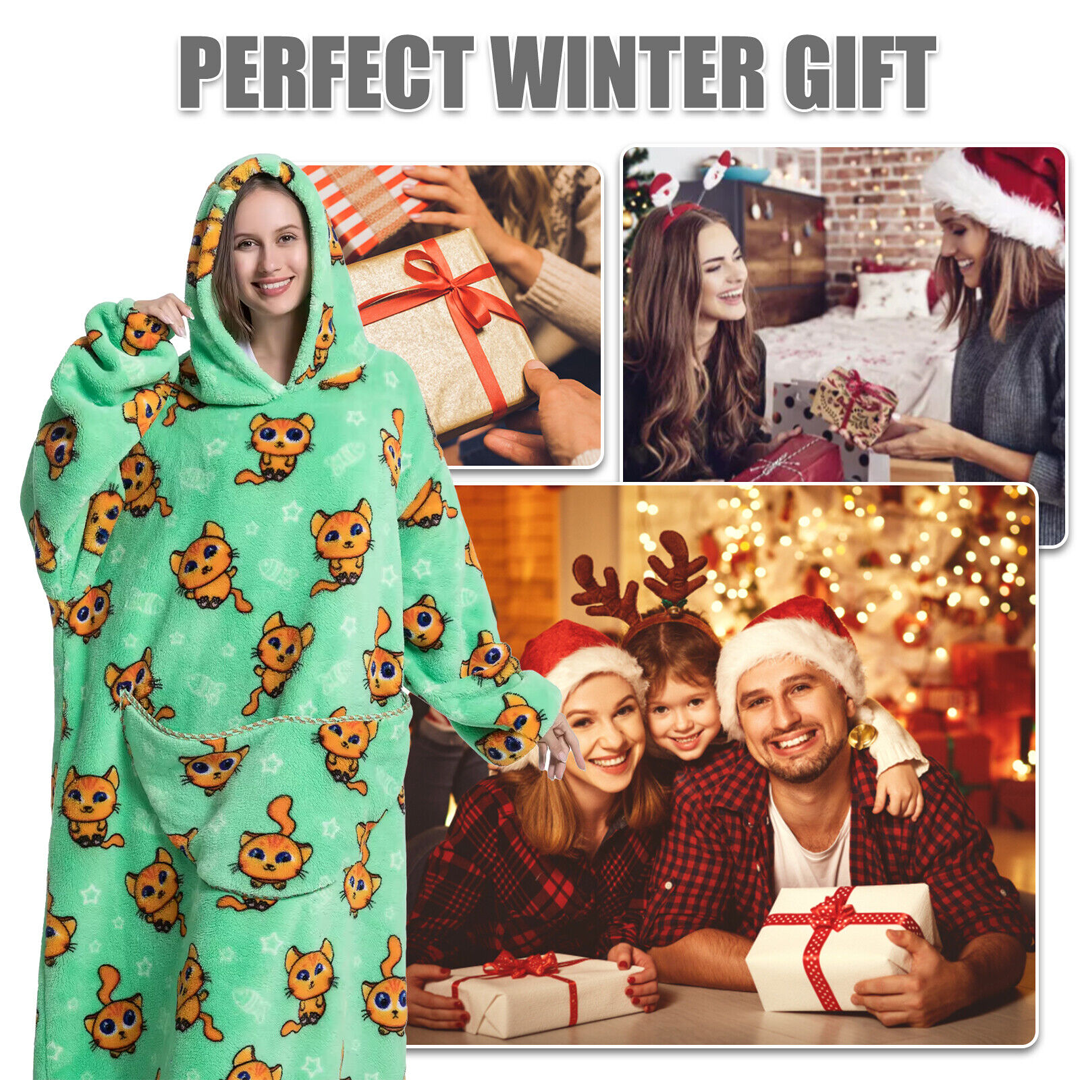 Lismali Family Blanket Hoodie - Cute and Funny Patterns Oversized Hooded Blanket For Adults Kids