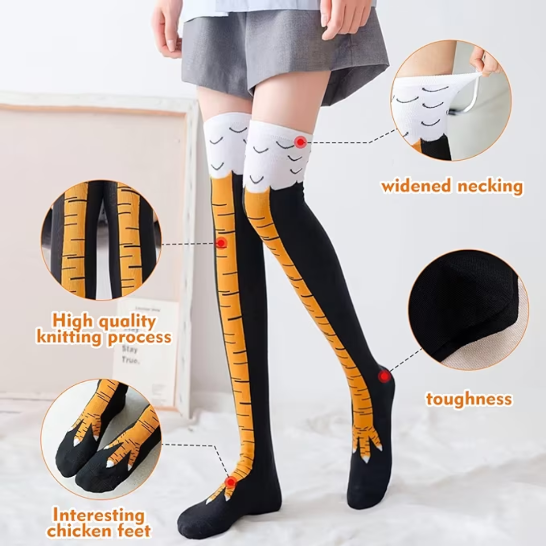 Lismali Chicken Cute Socks - Animal Paw Print Knee High Socks For Women