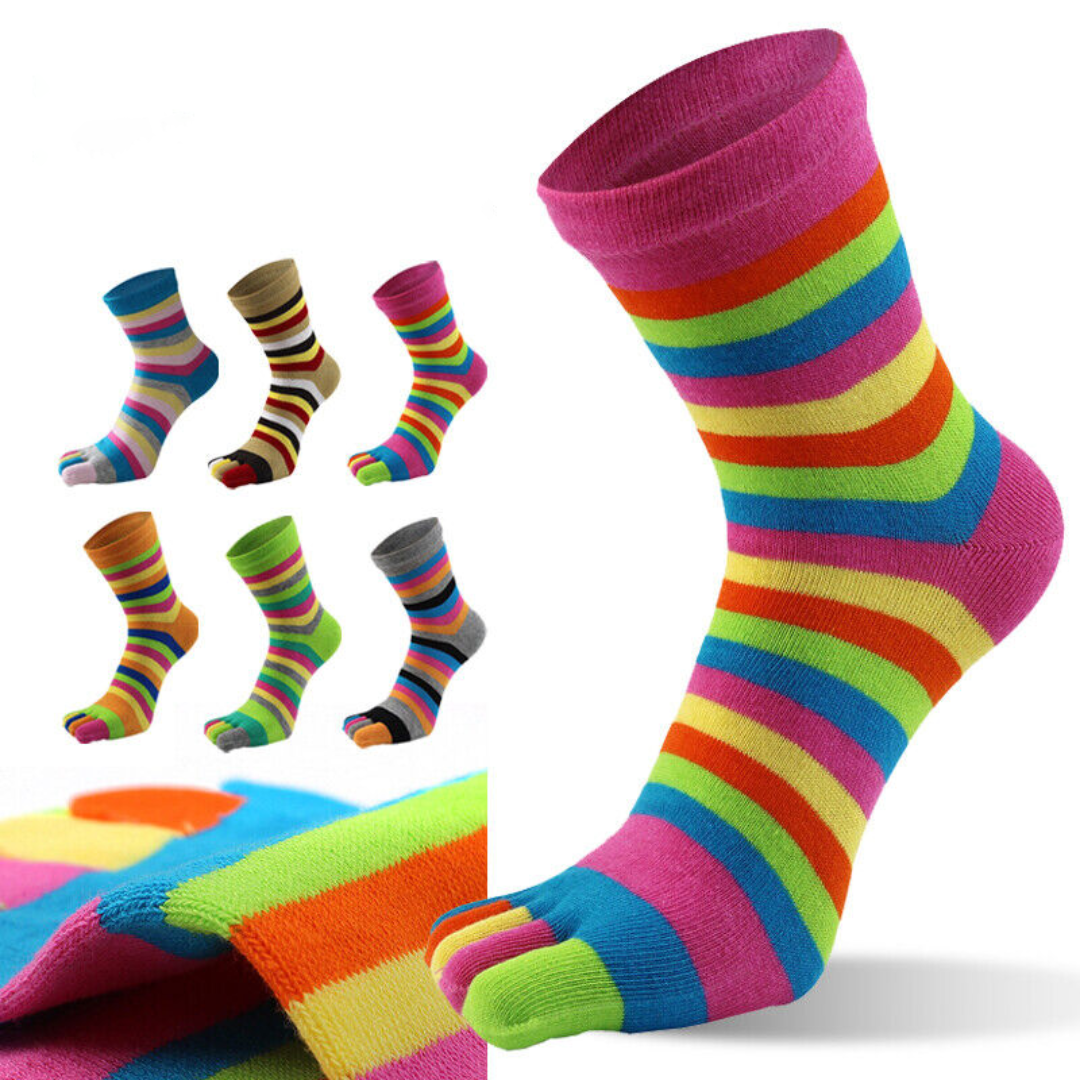 Lismali Cotton Rainbow Colorful Breathable Casual Ankle Toe Socks