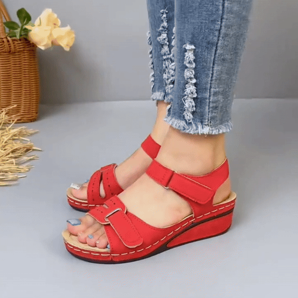 Lismali Comfyfleek Hook And Loop Ankle Strap Wedge Sport Sandals