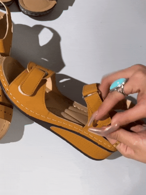 Lismali Comfyfleek Hook And Loop Ankle Strap Wedge Sport Sandals