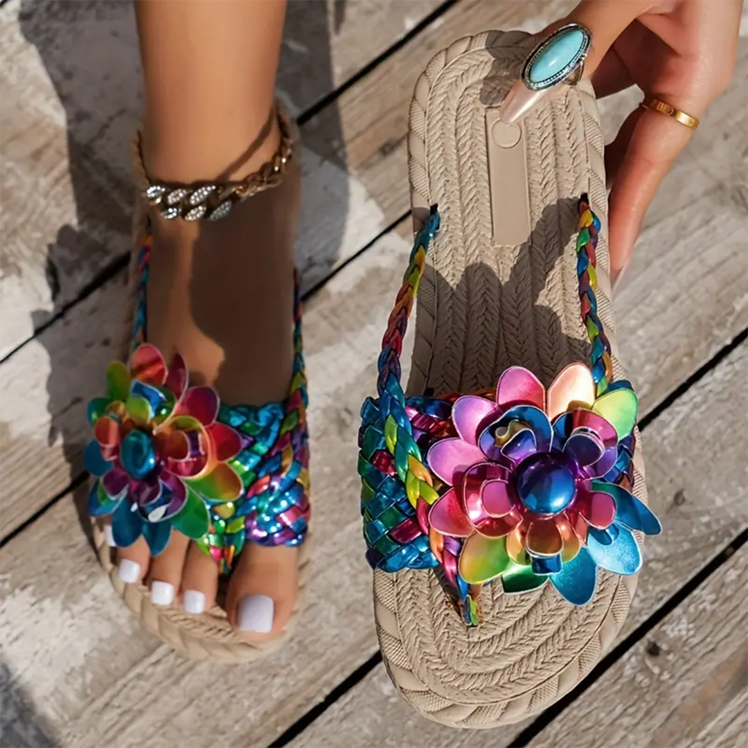 Lismali Flower Flat Flip Flops