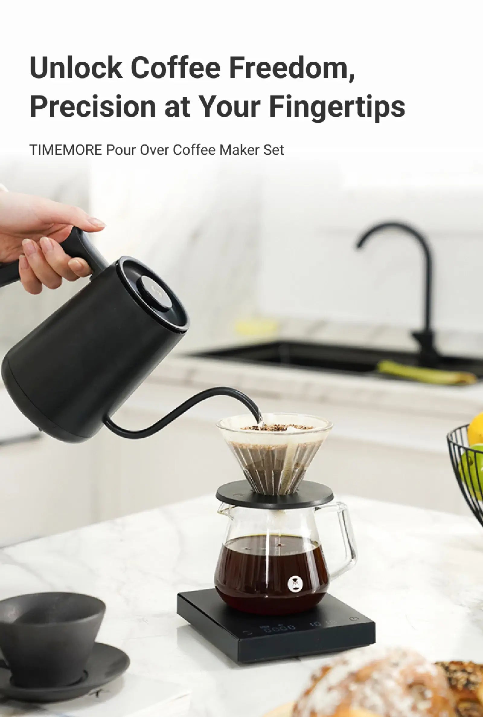 TIMEMORE Pour Over Coffee Maker Set with Coffee Scale&Electric Kettle&Manual Coffee Grinder