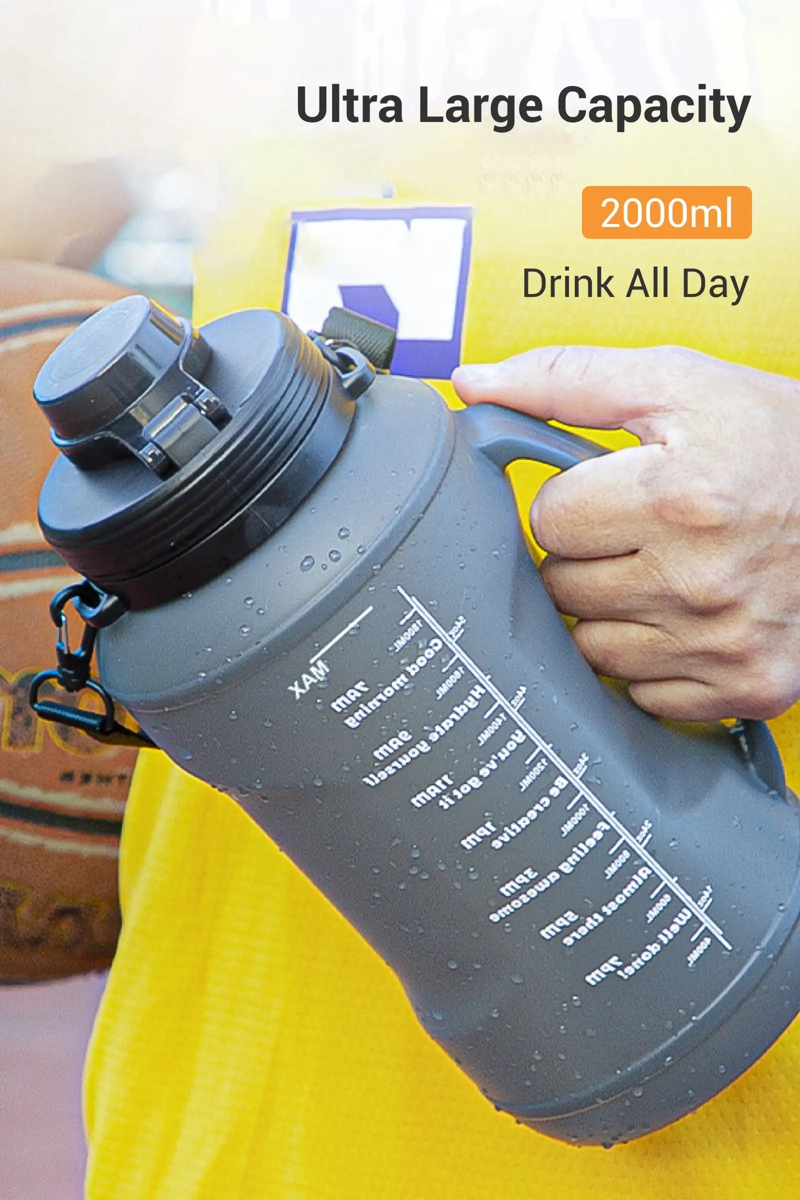 Ultragrote capaciteit 2000 ml, drink de hele dag