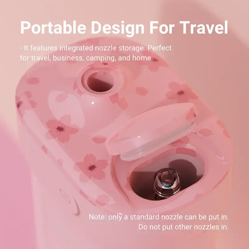 Portable Design For Travel- It features integrated nozzle storage. Perfect for travel, business, camping, and home. Note: only a standard nozzle can be put in. Do not put other nozzles in.