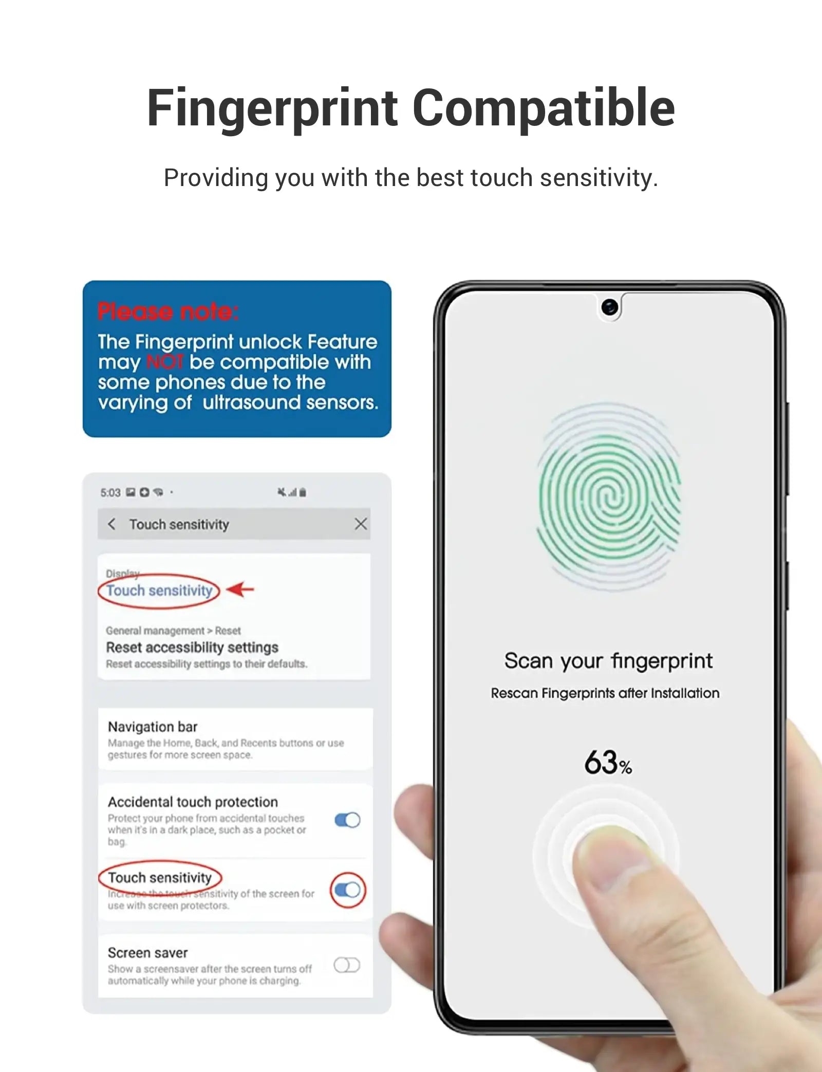 Fingerprint Compatible Providing you with the best touch sensitivity.