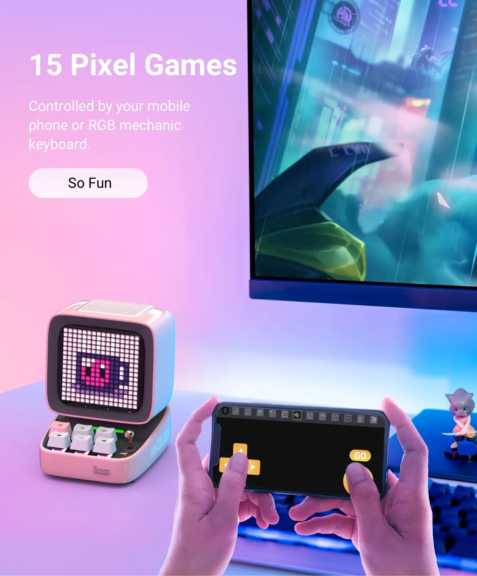 - So Fun | Classic Pixel Games Play 15 Types of Pixel Games Freely Controlled by your mobile phone or RGB mechanic keyboard.