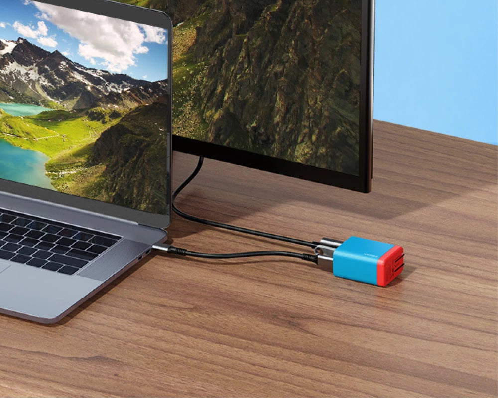 For Laptops It expands the HDMI and USB-compatible interfaces for laptops. You can connect devices such as a large screen, a keyboard, a mouse, a U disk, etc.