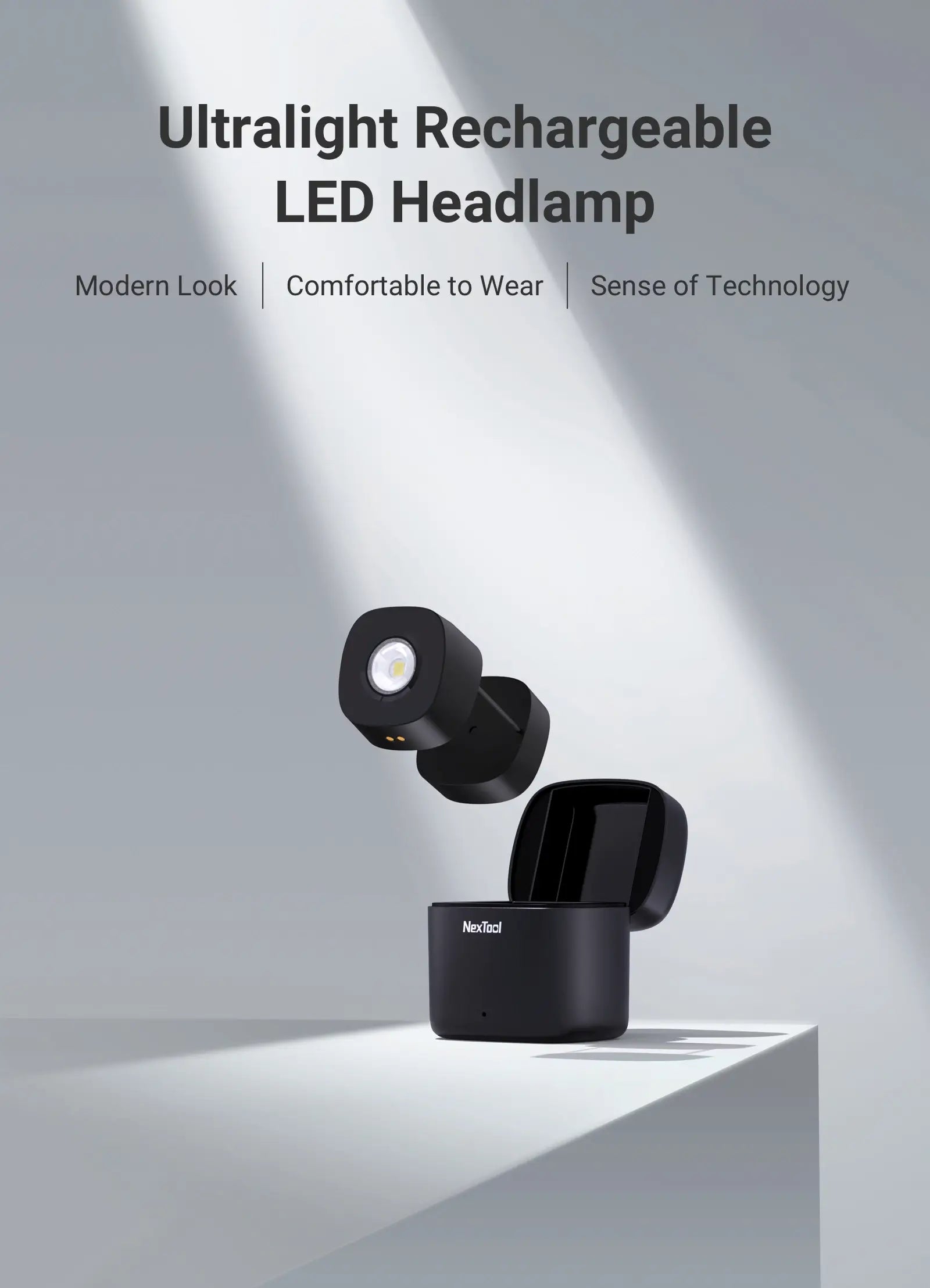 Ultralight Rechargeable LED Headlamp Modern Look Comfortable to Wear Sense of Technology