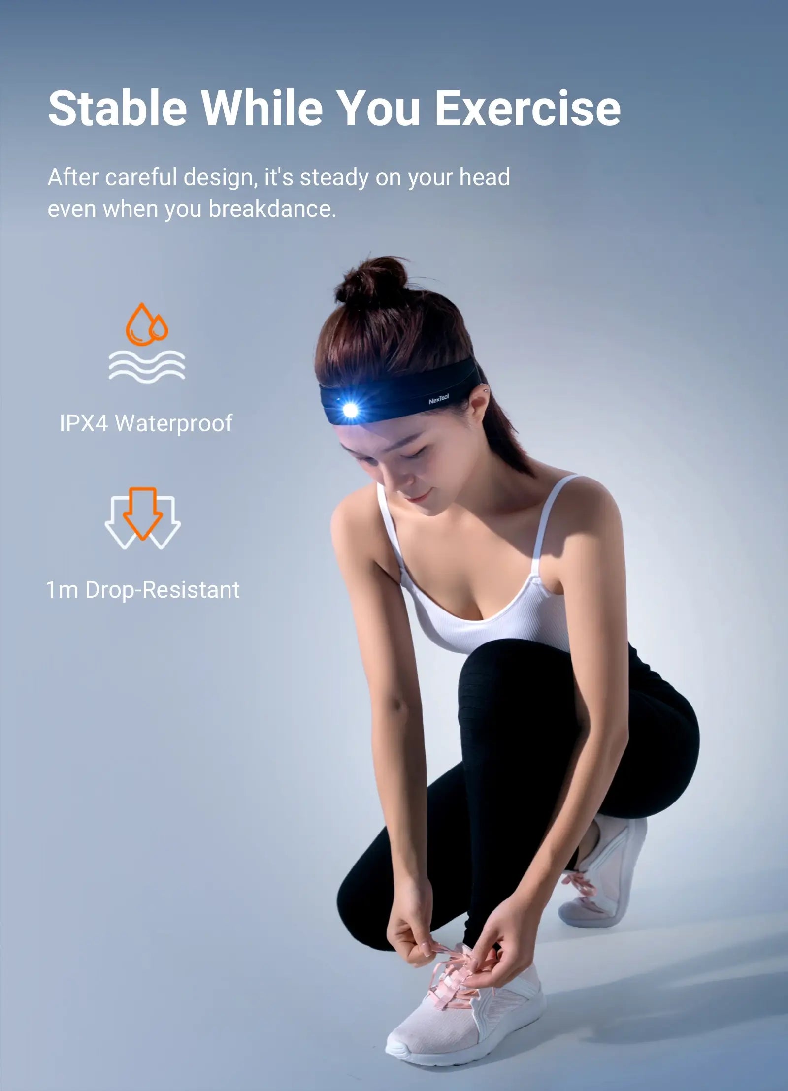 Stable While You Exercise After careful design, it's steady on your head even when you breakdance.