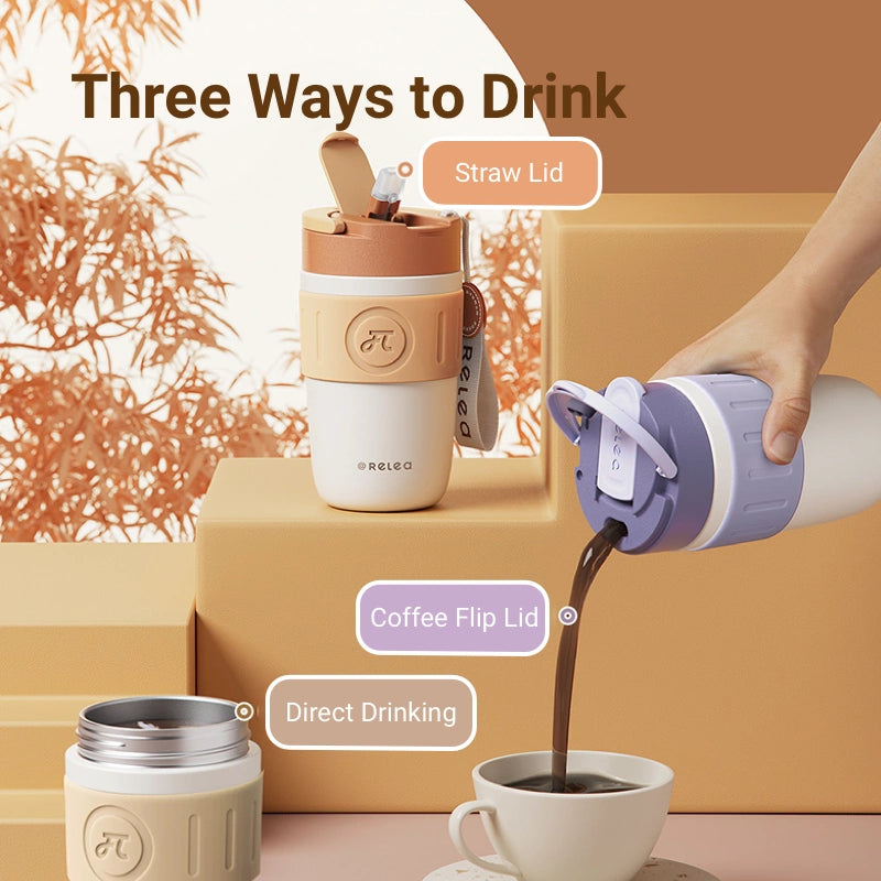 Three Ways to Drink  Straw Lid Coffee Flip Lid Direct Drinking