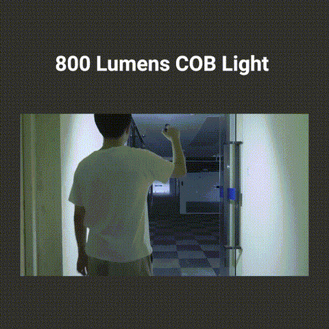 800 Lumens COB Light  4 modes. Press 2 seconds to ultra-bright.Ultra-bright 2H Strong 4H Medium 12H Alarm 1H