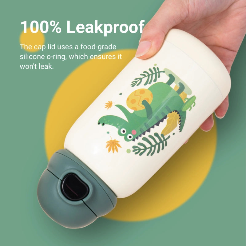 100% Leakproof  The cap lid uses a food-grade silicone o-ring, which ensures it won't leak.