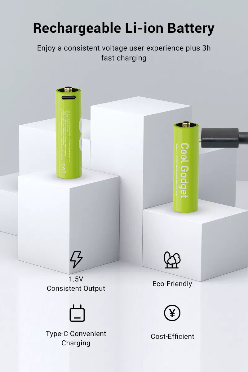 Rechargeable Li-ion Battery Enjoy a consistent voltage user experience plus 3h fast charging.