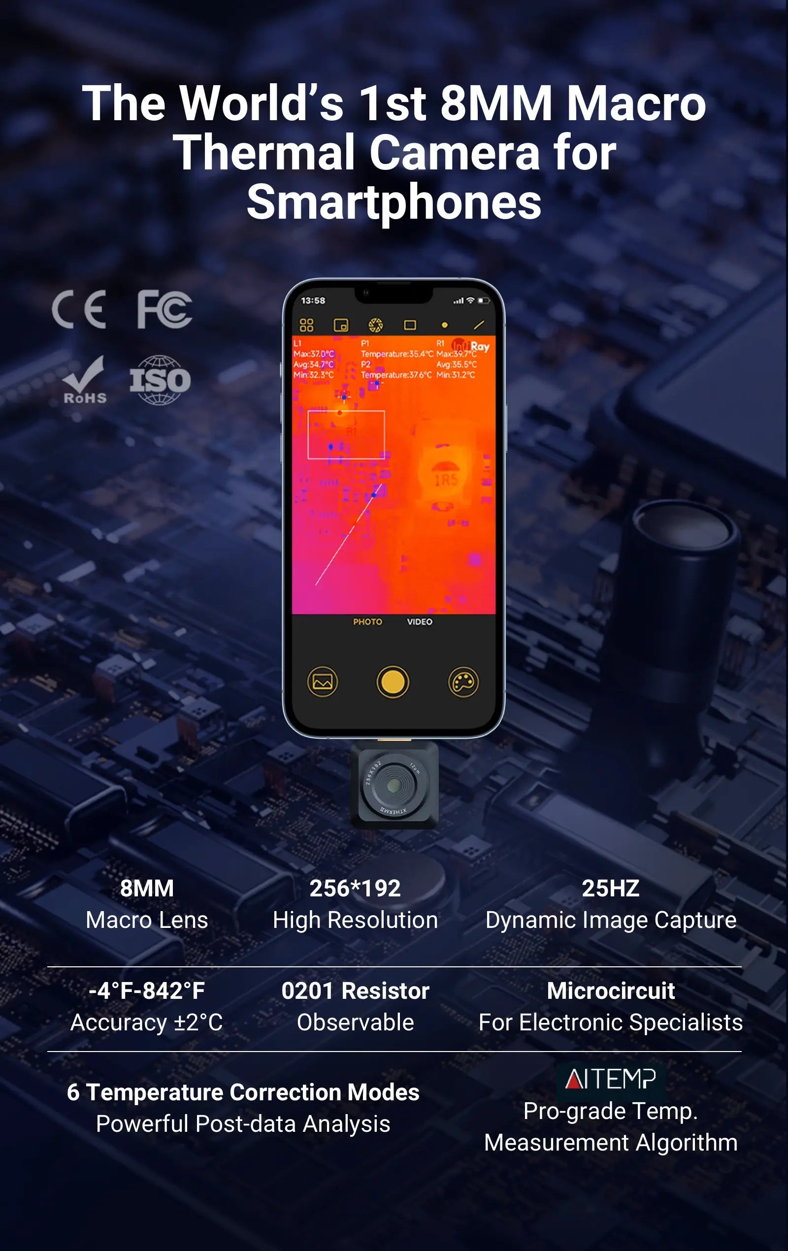 8MM Macro Thermal Camera for Smartphones
