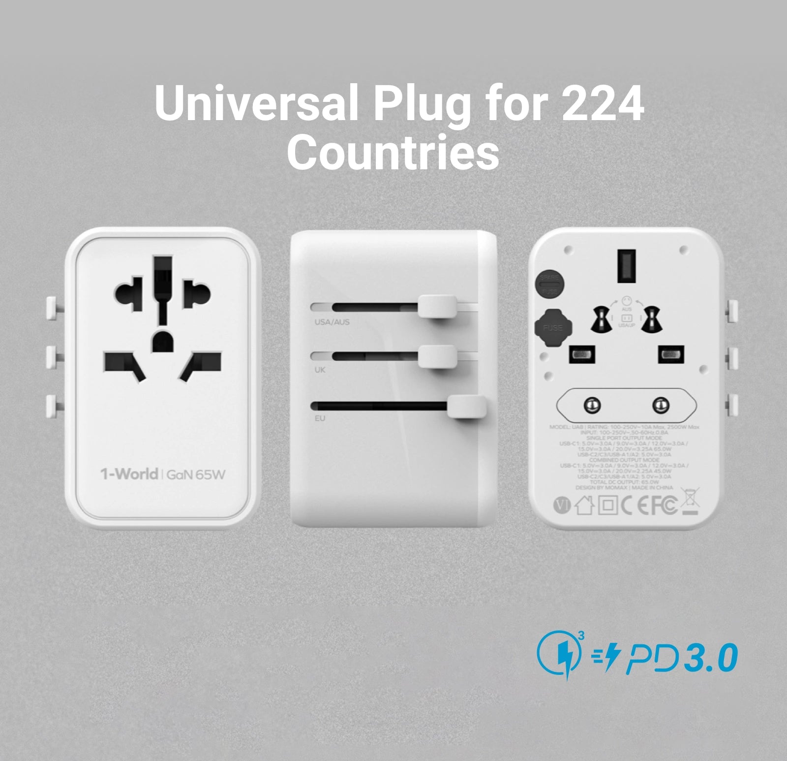 Universal Plug for 224 Countries