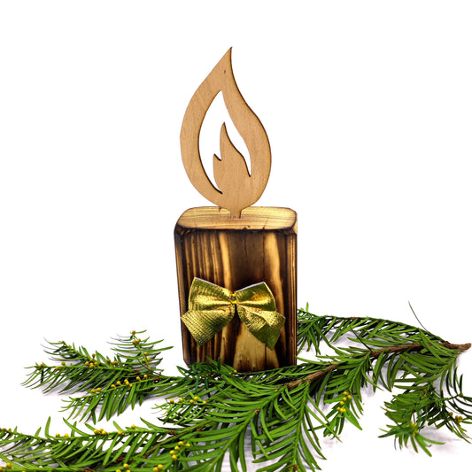 Kerze aus Holz - Weihnachtsdeko