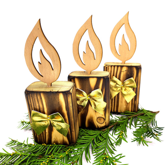 Kerze aus Holz - Weihnachtsdeko