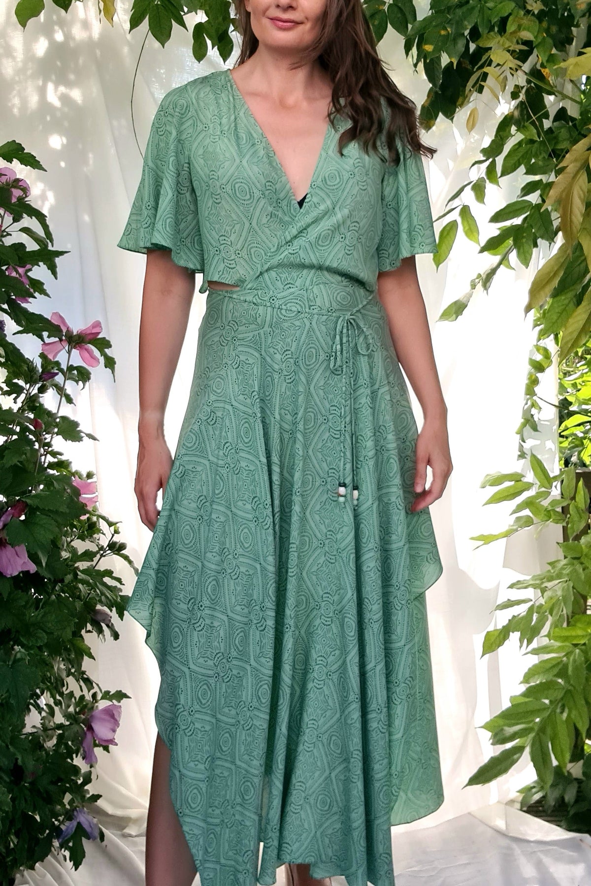 Lao Zwijgend arm Maje zomerse jurk maxi in mint groen