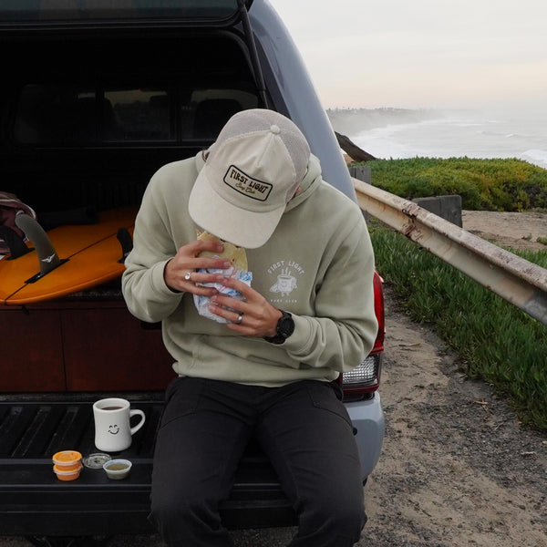 First light surf club, corduroy, trucker hat, mesh, unstructured, beach, san diego