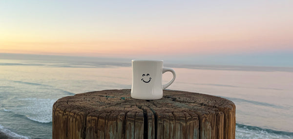 first light surf club, diner mug, retro, coffee, beach, sunrise