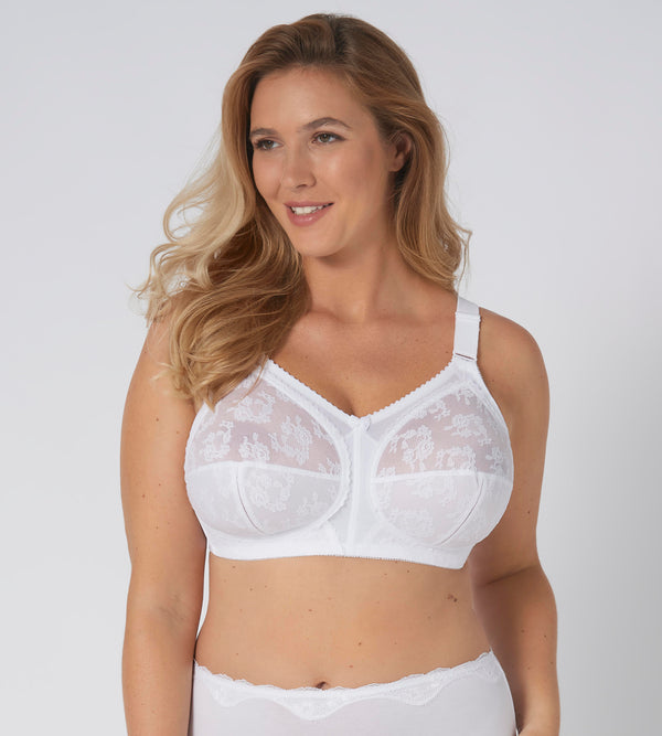 Doreen Bra Delicate Soft Lace Unwired Bras Non Padded Full Cup Lingerie  White