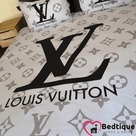 Louis Vuitton Yellow Logo All Over Print Duvet Cover Bedroom Sets