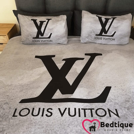 Louis Vuitton Dark Blue Marble Background Bedding Sets in 2023