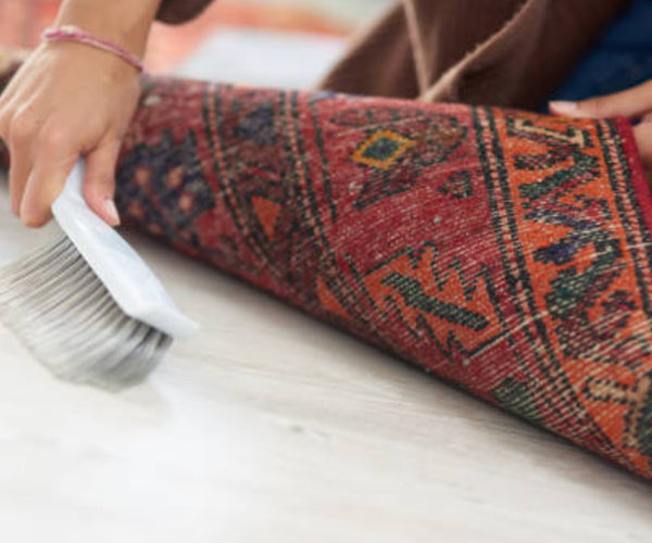 Nettoyer un tapis en laine avec une brosse