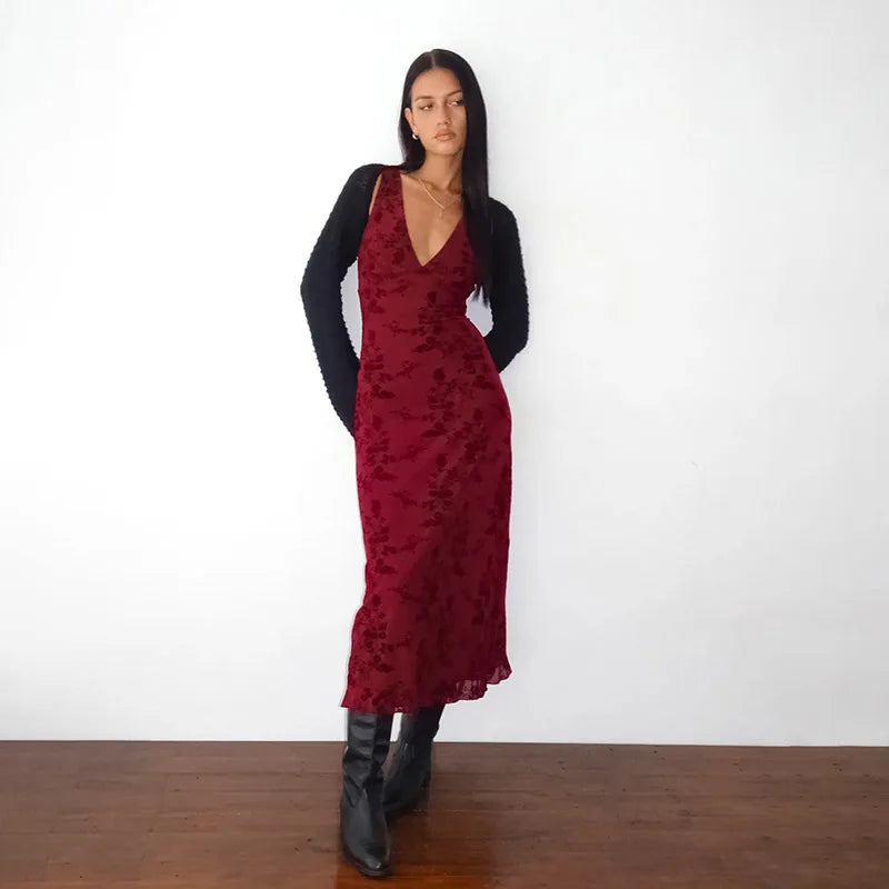Stylish V-Neck Printed Vest Dress for Women - Image 3
